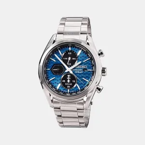 Solar Men's Blue Chronograph Stainless Steel Watch SSC801P1