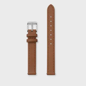 Strap 12 mm Leather Caramel, Silver Colour