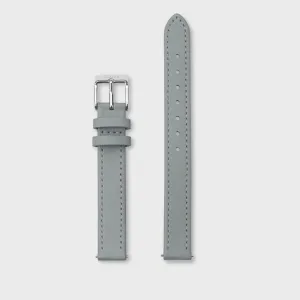 Strap 12 mm Leather Grey, Silver Colour