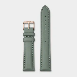 Strap 18 mm Leather Green, Rose Gold Colour