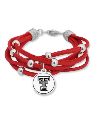 Texas Tech Double T Charm "Lindy" Leather Muli-Strand Bracelet