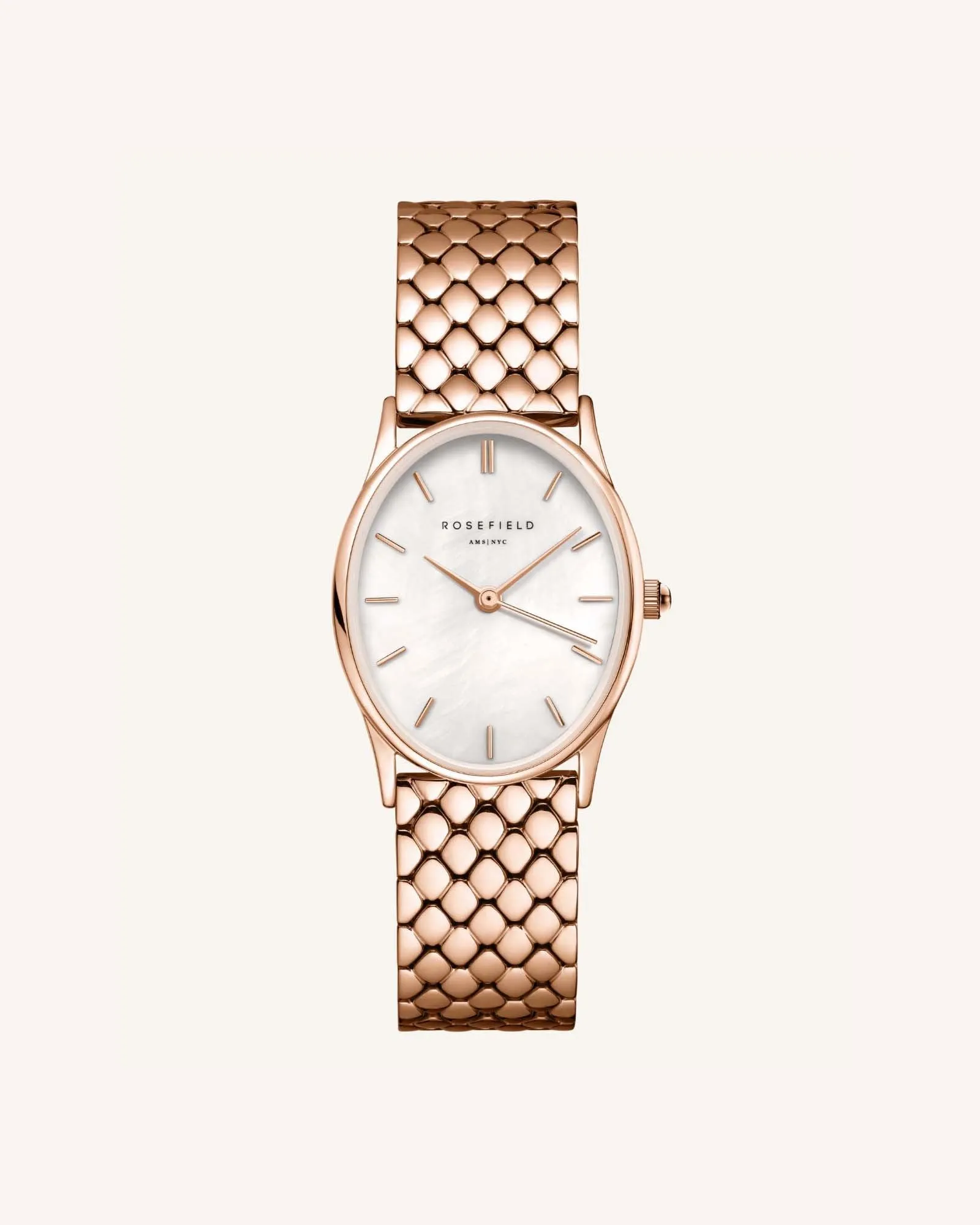 The Oval Rose Gold Steel Strap