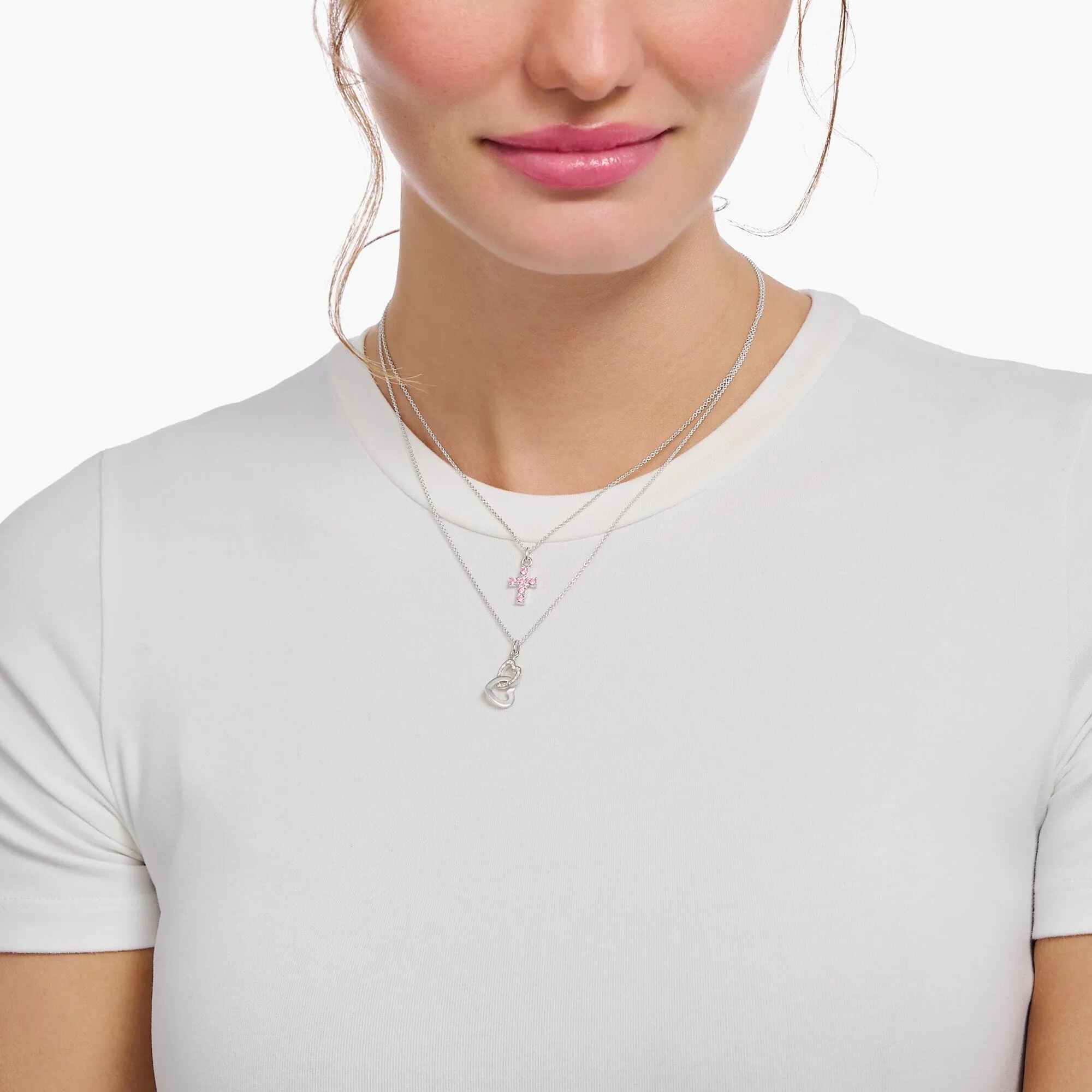 THOMAS SABO Necklace with intertwined hearts pendant and zirconia - silver