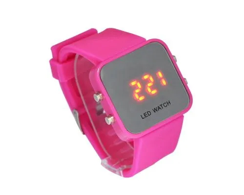 Unisex Silicone Band Mirror Dial LED Digital Sport Wrist Watch