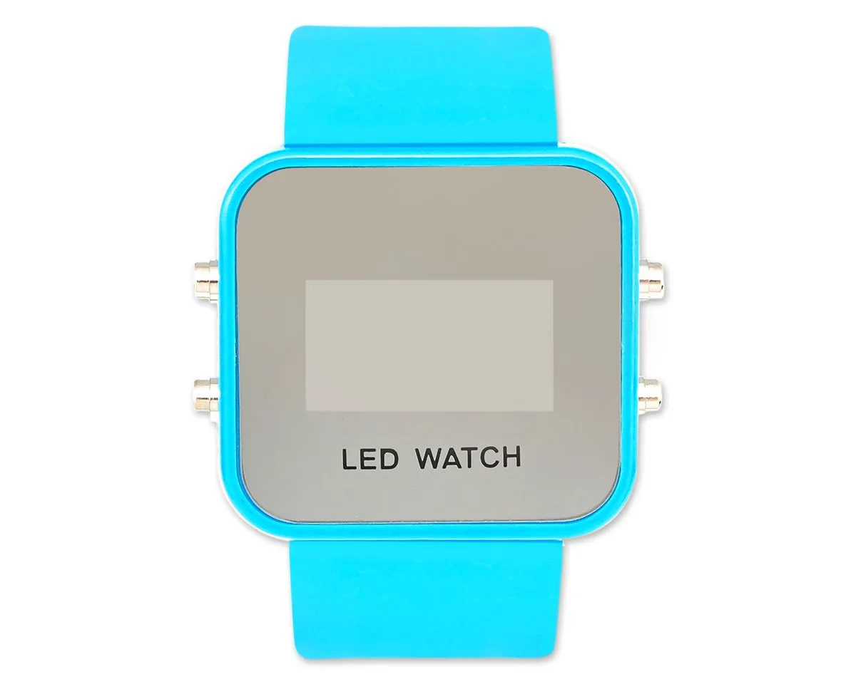 Unisex Silicone Band Mirror Dial LED Digital Sport Wrist Watch