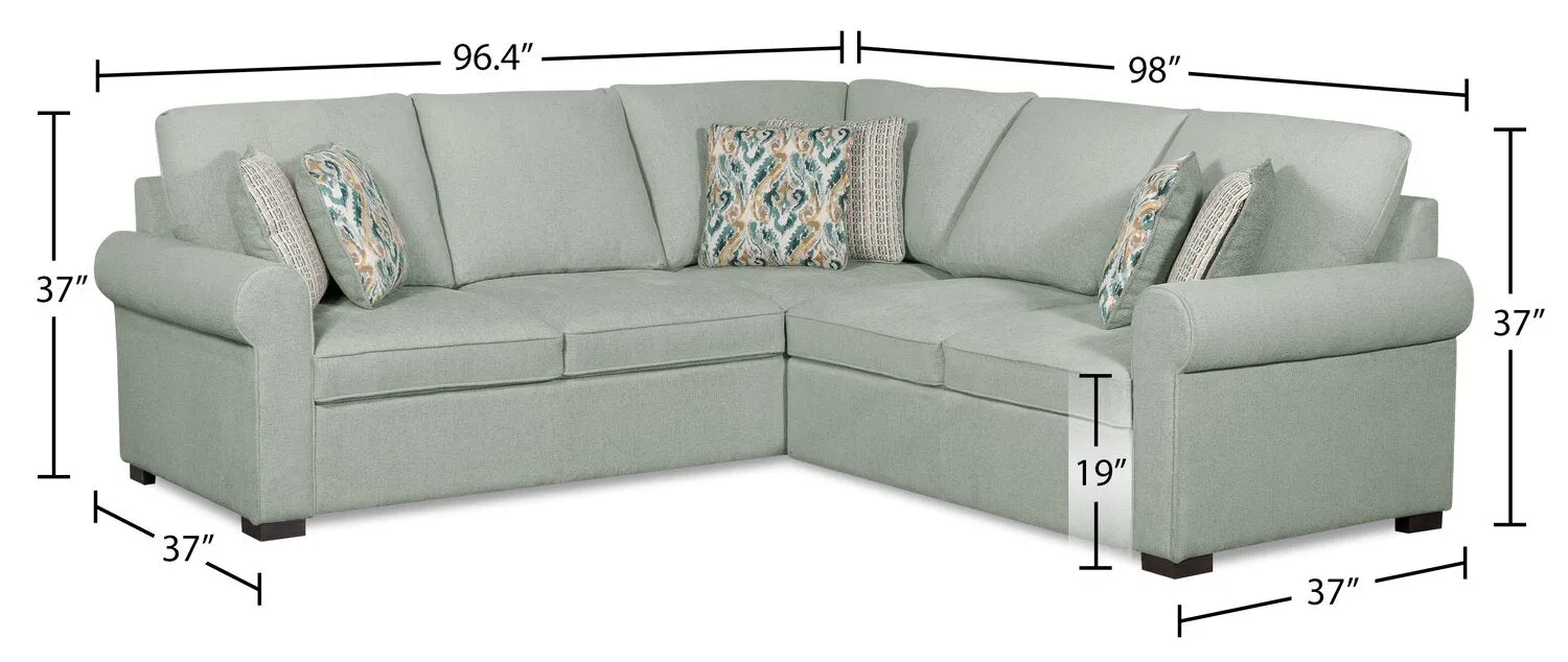 Valley 2-Piece Right-Facing Chenille Sectional - Seafoam