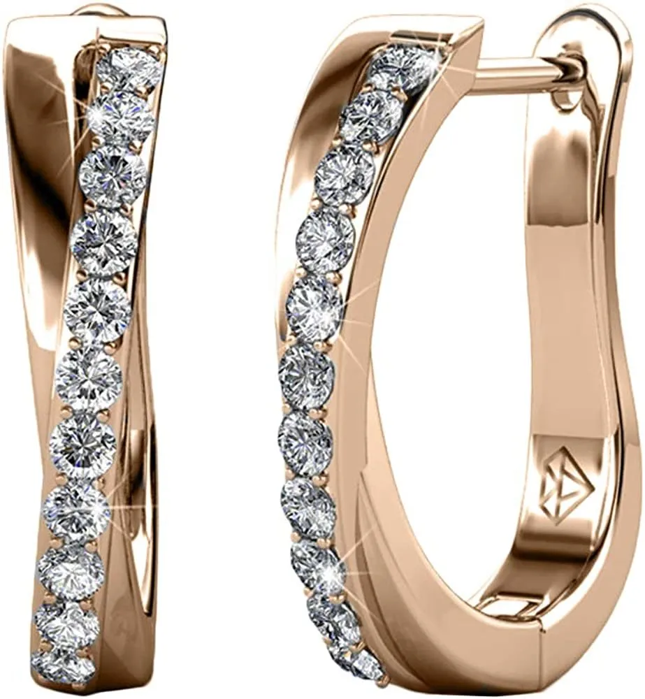 White Gold Plated Hoop Earrings For Women Twisted Silver Hoops Earring Set