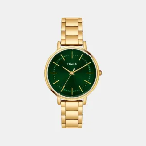 Women Analog Green Dial Stainless Steel Watch TWEL15803