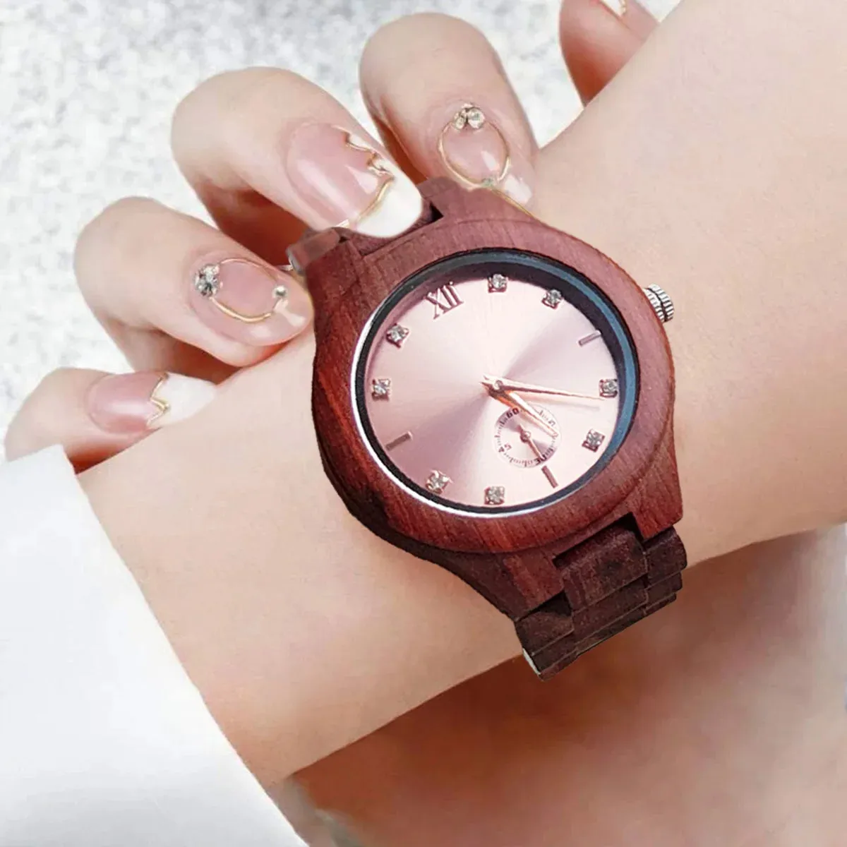 Women Fashion Quartz Wristwatches Wedding Day Anniversary Gift Wood Viking Watch