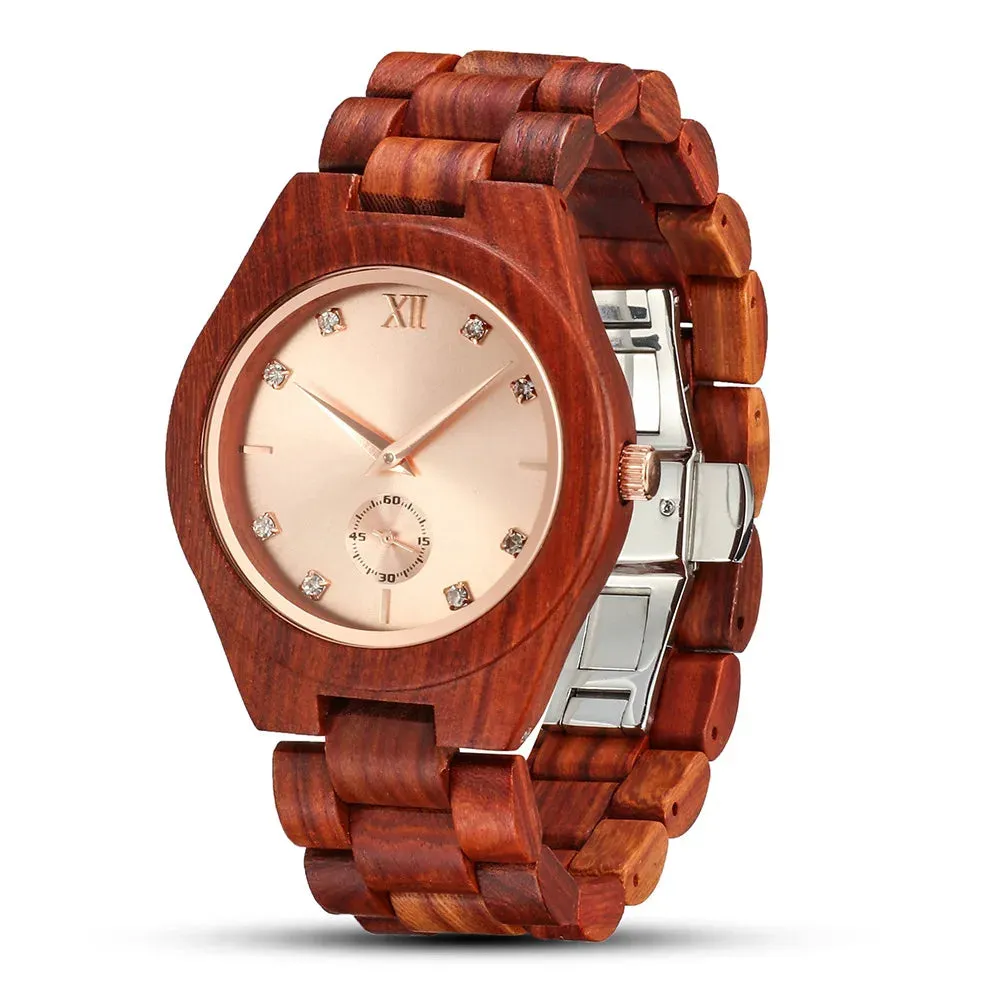 Women Fashion Quartz Wristwatches Wedding Day Anniversary Gift Wood Viking Watch