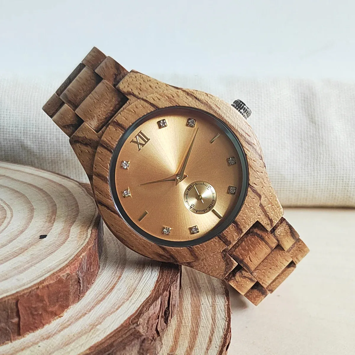 Women Fashion Quartz Wristwatches Wedding Day Anniversary Gift Wood Viking Watch