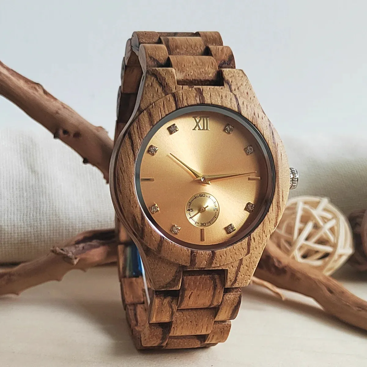 Women Fashion Quartz Wristwatches Wedding Day Anniversary Gift Wood Viking Watch