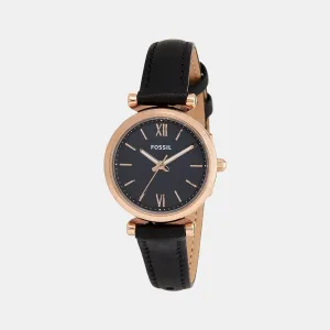 Women's Black Analog Leather Watch ES4700