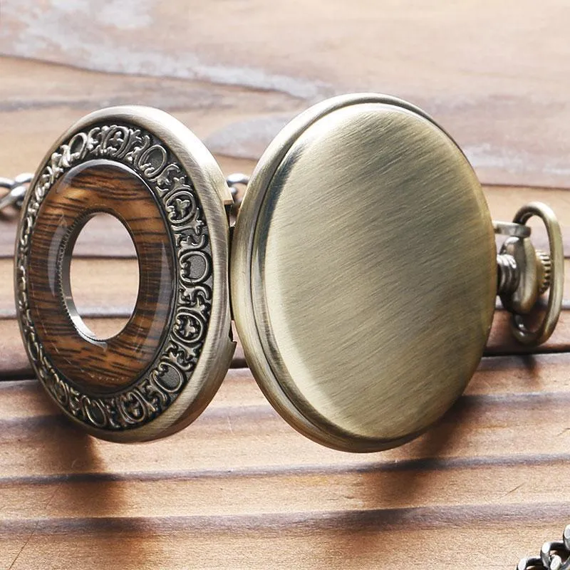 Wood Mechanical Half Hunter Pocket Watch - Woodie